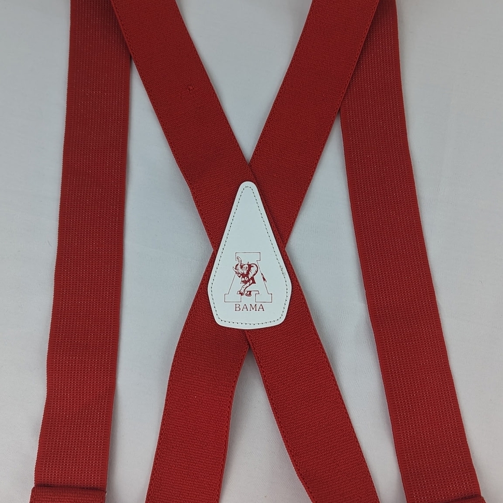Vintage University of ALABAMA Suspenders Crimson Tide Red Clip On